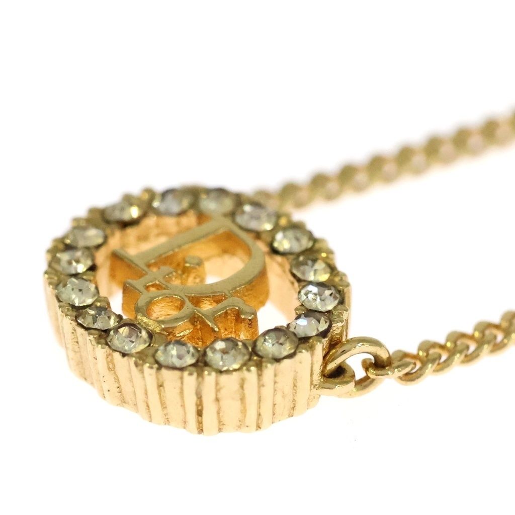 Dior CD Logo Rhinestone Necklace Gold — view 6