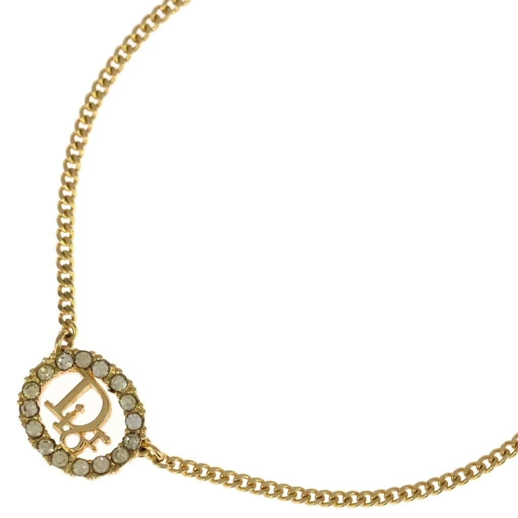 Dior CD Logo Rhinestone Necklace Gold