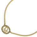 Dior CD Logo Rhinestone Necklace Gold