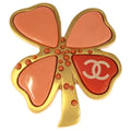 Chanel CC Logo Clover Motif Brooch Gold Plated
