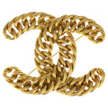 Chanel CC Logo Vintage Chain Motif Brooch Gold