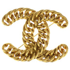 Chanel CC Logo Vintage Chain Motif Brooch Gold