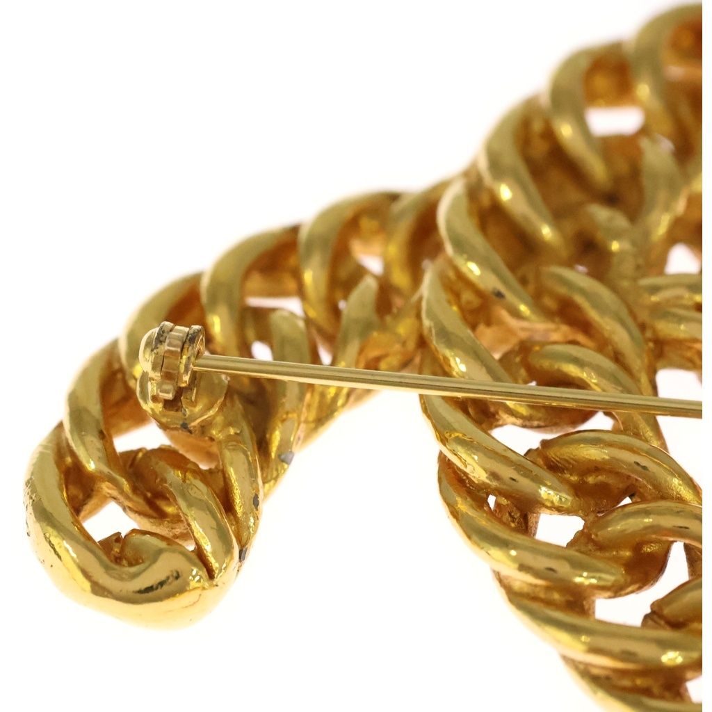 Chanel CC Logo Vintage Chain Motif Brooch Gold — view 6