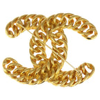 Chanel CC Logo Vintage Chain Motif Brooch Gold — view 2