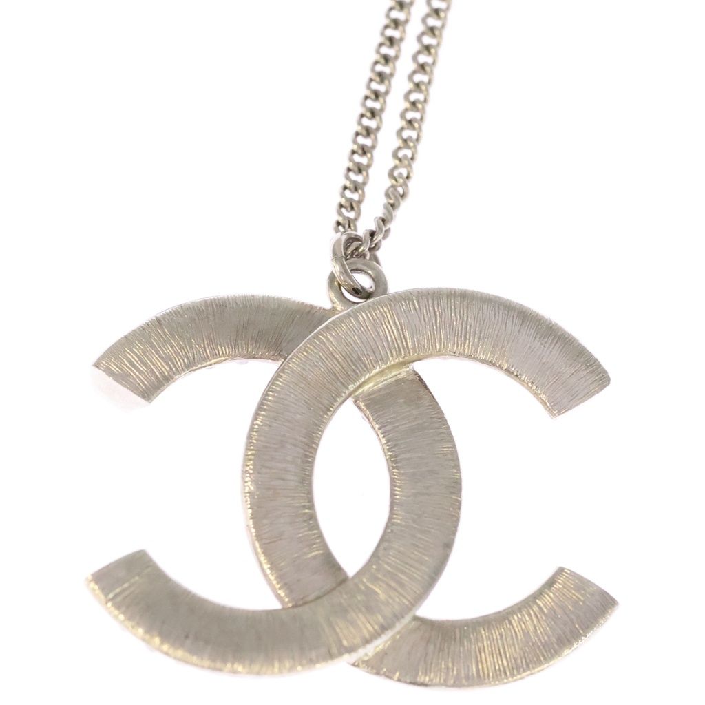 Chanel CC Logo Rhinestone Necklace Long Choker Silver Black — view 3