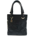 Chanel Paris Biarritz PM Tote Black Silver
