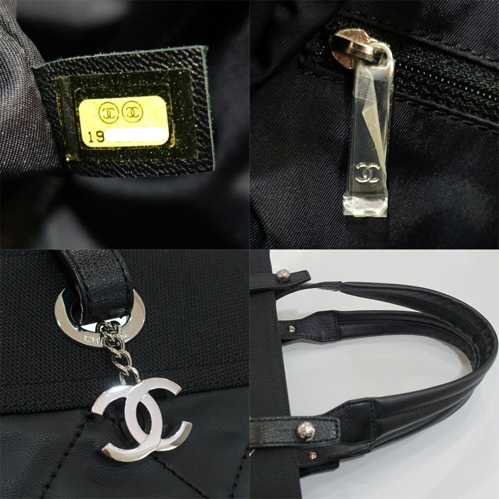 Chanel Paris Biarritz PM Tote Black Silver — view 6
