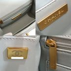 Chanel Top Handle Mini Flap Quilted Shoulder Bag Lambskin Light Blue — view 5