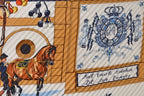 Hermes Scarf Pleated Carre Shawl Diamond Silk Twill Equestrian School Real — view 7