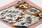 Hermes Scarf Pleated Carre Shawl Diamond Silk Twill Equestrian School Real — view 9