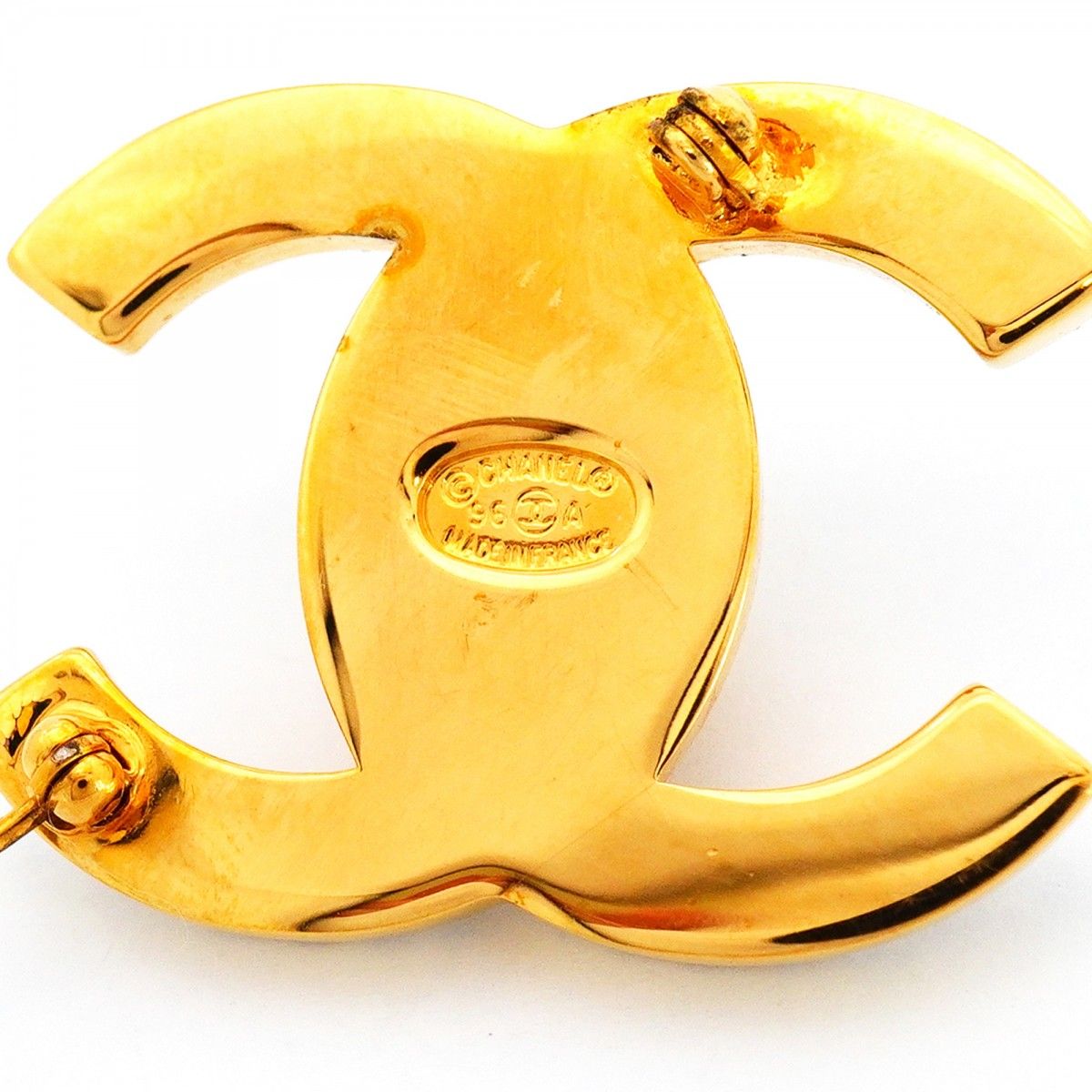 Chanel Brooch Vintage Turnlock Gold Plated Rhinestone — view 4