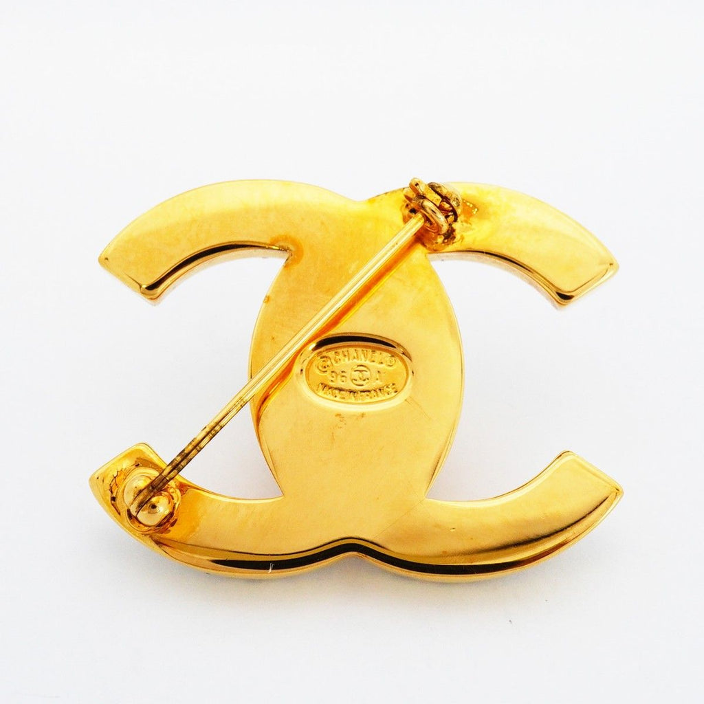 Chanel Brooch Vintage Turnlock Gold Plated Rhinestone — view 5