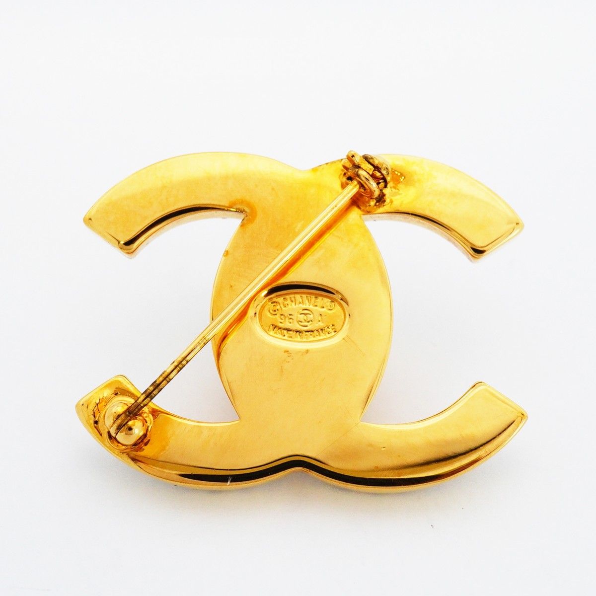 Chanel Brooch Vintage Turnlock Gold Plated Rhinestone — view 5