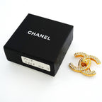 Chanel Brooch Vintage Turnlock Gold Plated Rhinestone — view 7