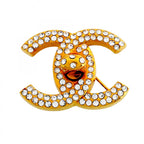 Chanel Brooch Vintage Turnlock Gold Plated Rhinestone
