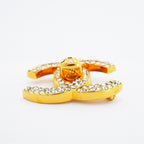 Chanel Brooch Vintage Turnlock Gold Plated Rhinestone — view 3
