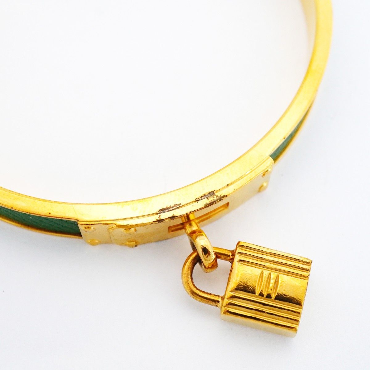 Hermes Bangle Kelly Gold Plated Green Bracelet — view 8