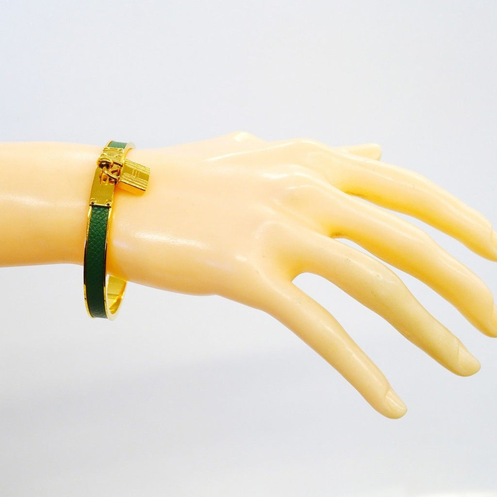 Hermes Bangle Kelly Gold Plated Green Bracelet — view 6