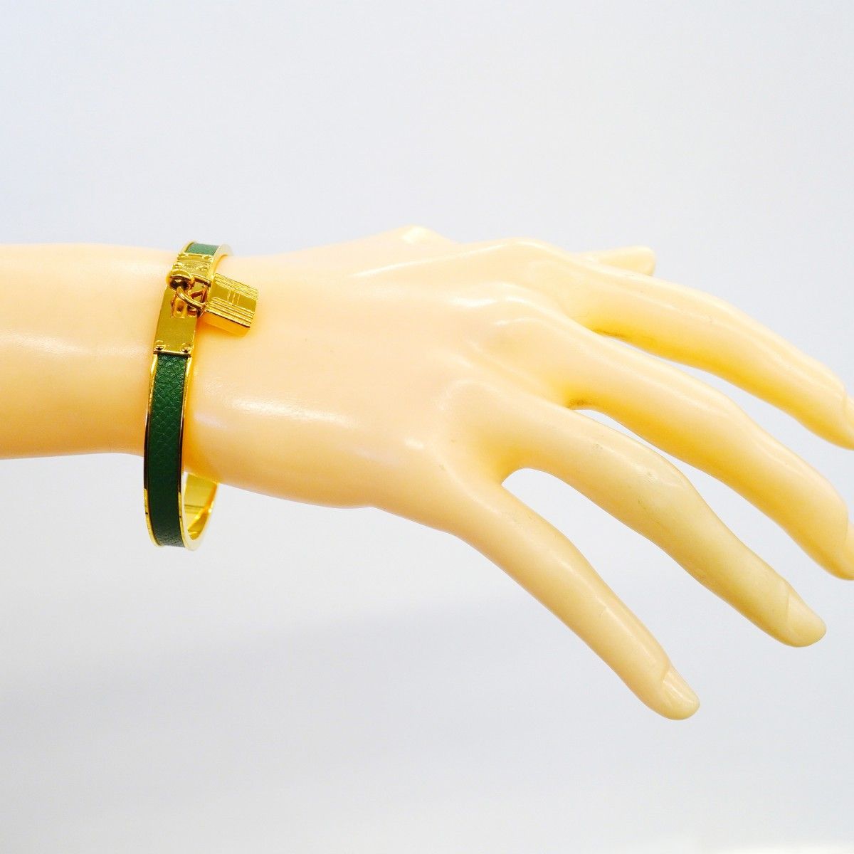 Hermes Bangle Kelly Gold Plated Green Bracelet — view 6