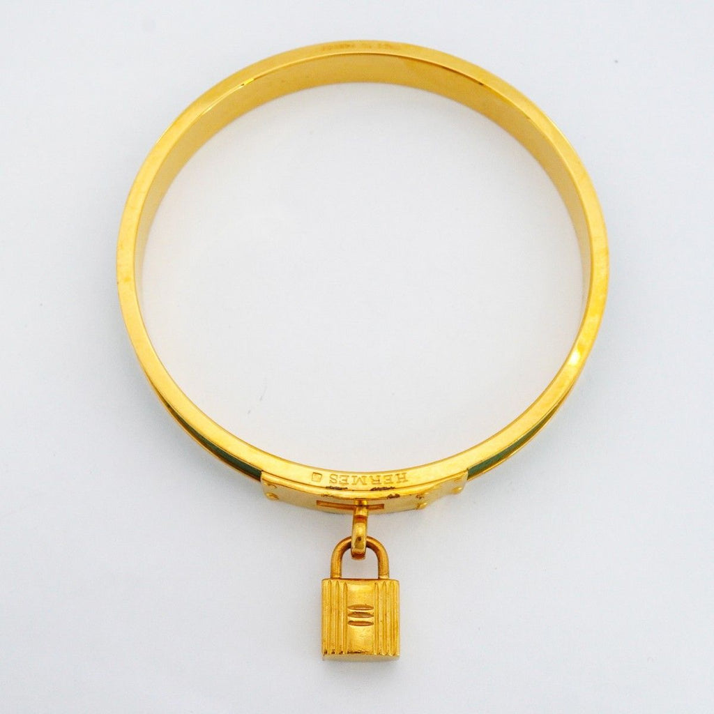 Hermes Bangle Kelly Gold Plated Green Bracelet — view 3
