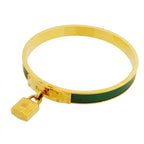 Hermes Bangle Kelly Gold Plated Green Bracelet