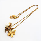 Chanel Necklace CC Logo Clover Gold Plated Faux Pearl Color Stone Black Cles — view 3