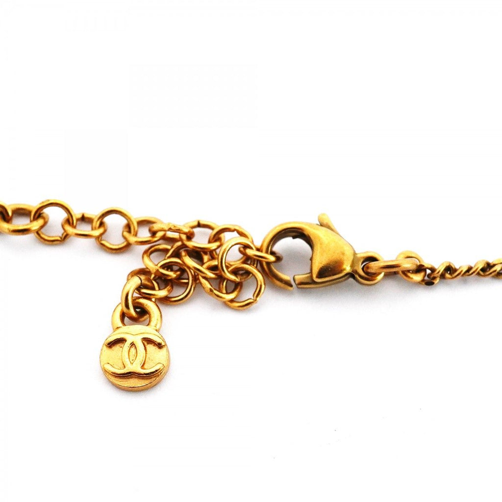 Chanel Necklace CC Logo Clover Gold Plated Faux Pearl Color Stone Black Cles — view 4
