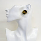 Chanel Earrings Vintage CC Logo Gold Plated Black Cles — view 5