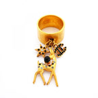 Chanel Ring CC Logo Bambi Gold Plated Rhinestone Black — view 3