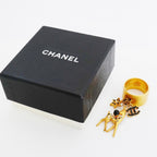 Chanel Ring CC Logo Bambi Gold Plated Rhinestone Black — view 7