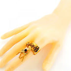 Chanel Ring CC Logo Bambi Gold Plated Rhinestone Black — view 6