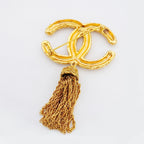 Chanel Brooch Vintage CC Logo Lava Motif Gold Plated — view 5