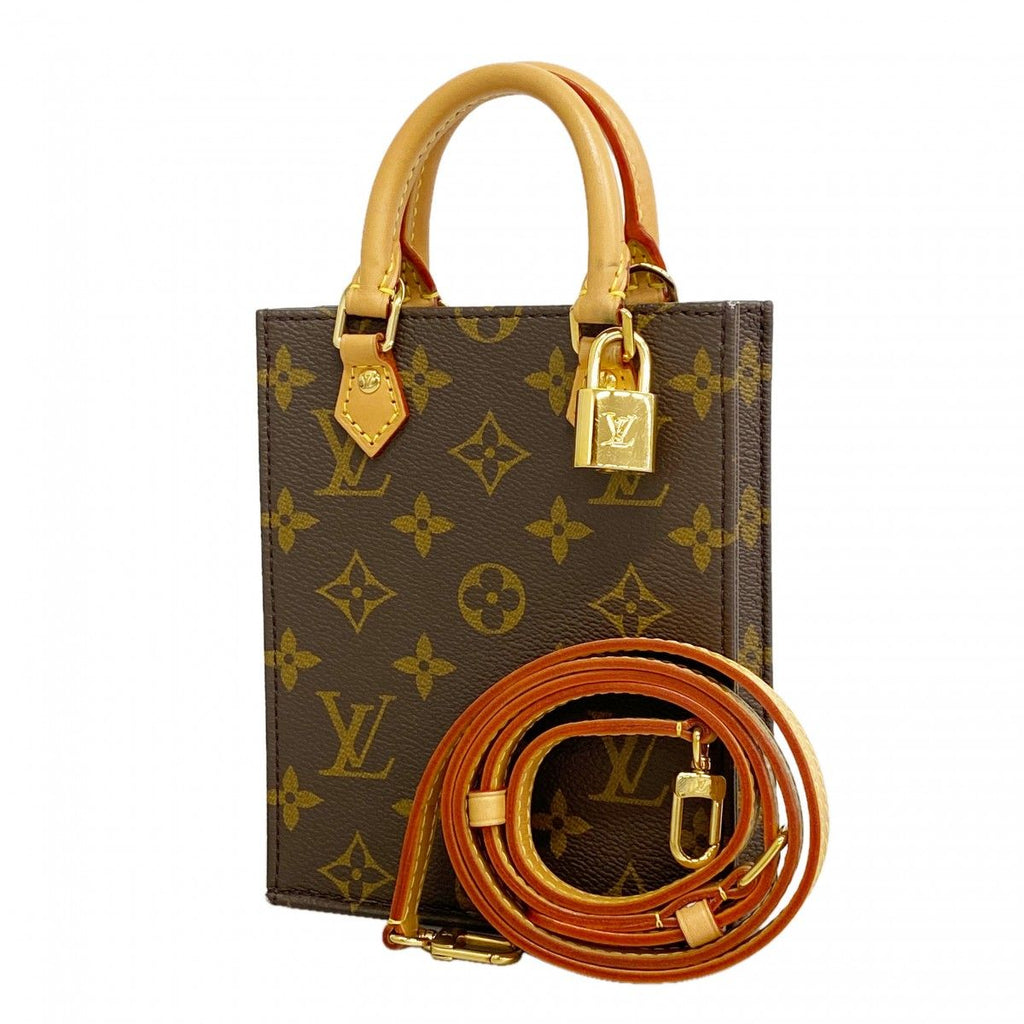 Louis Vuitton Handbag Monogram Petite Sac Plat Brown 2-Way