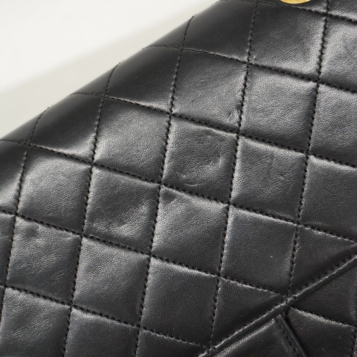Chanel Shoulder Bag Quilted Lambskin Black Gold — view 8