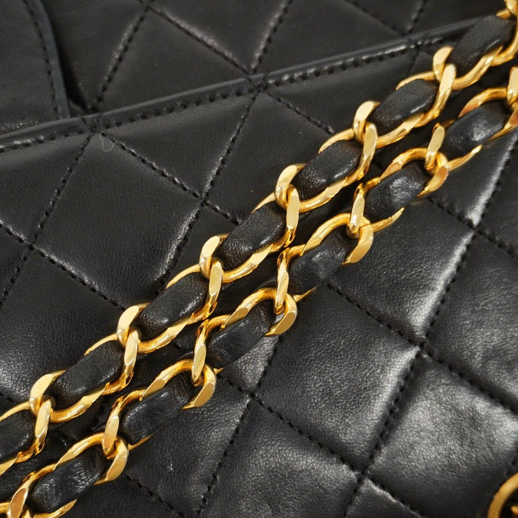 Chanel Shoulder Bag Quilted Lambskin Black Gold — view 9