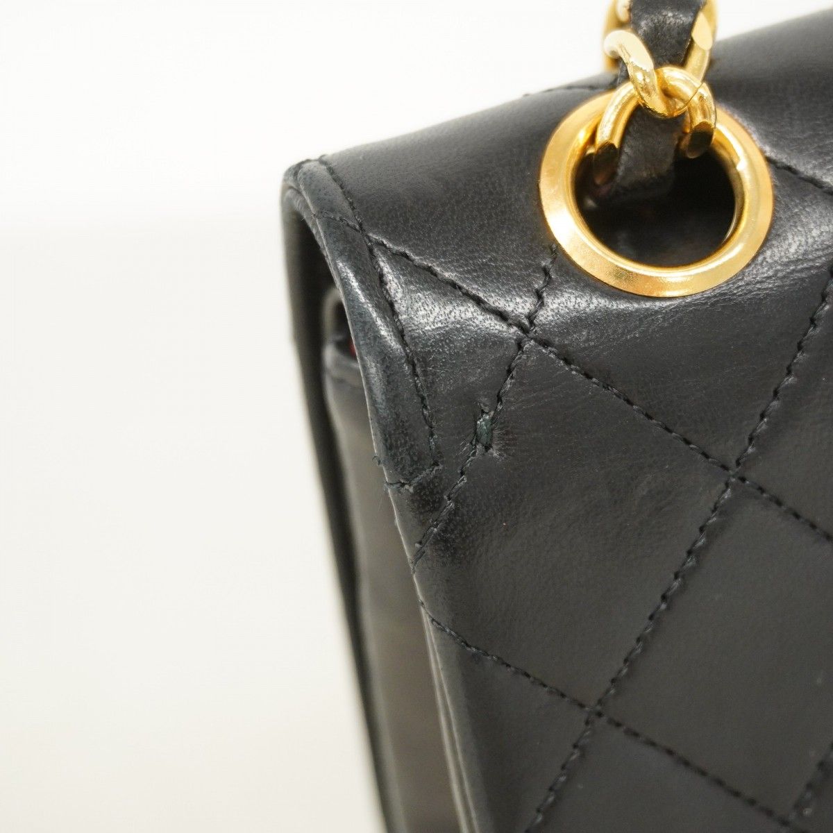 Chanel Shoulder Bag Quilted Lambskin Black Gold — view 7