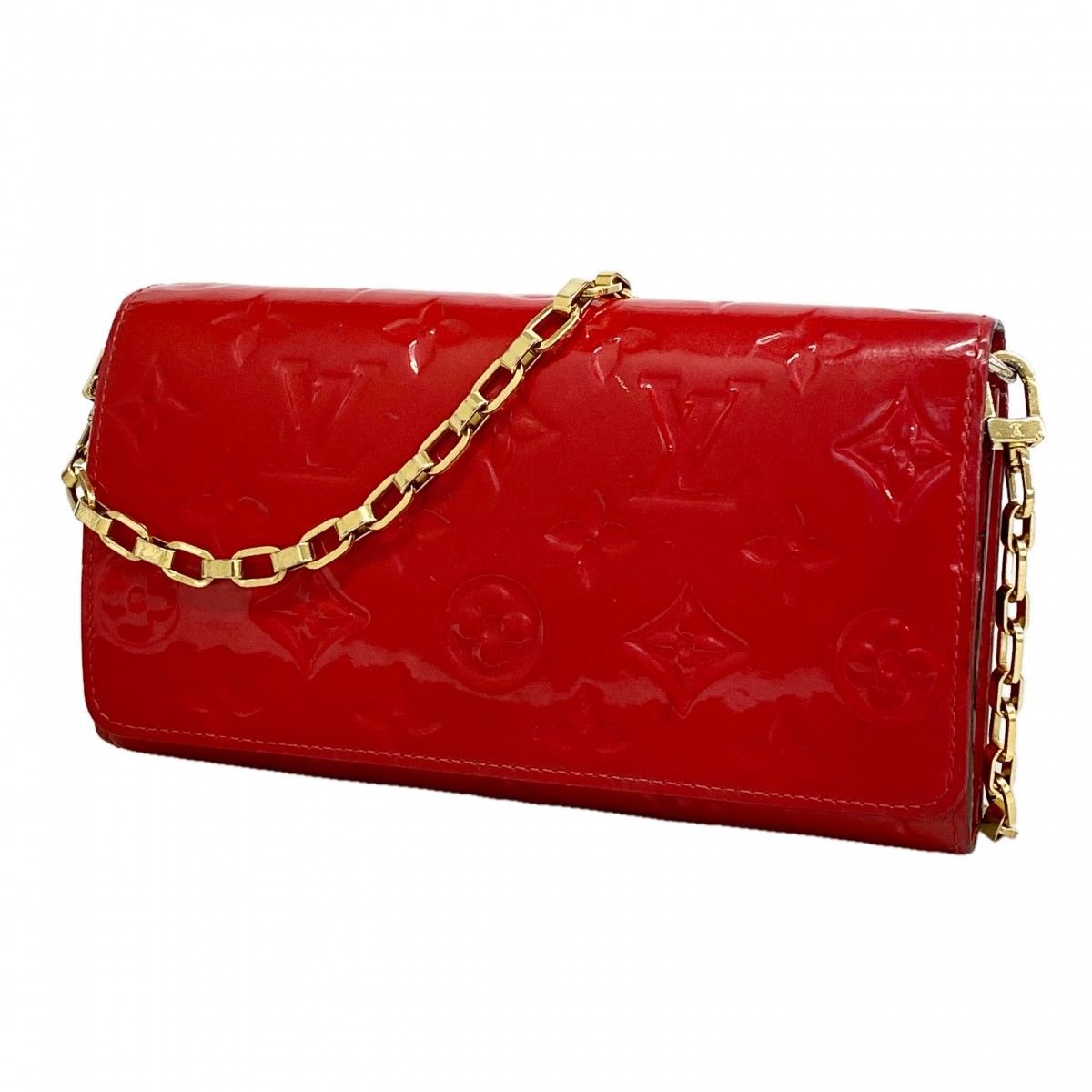 Louis Vuitton Wallet Vernis Portefeuille Sarah Chain Cerise