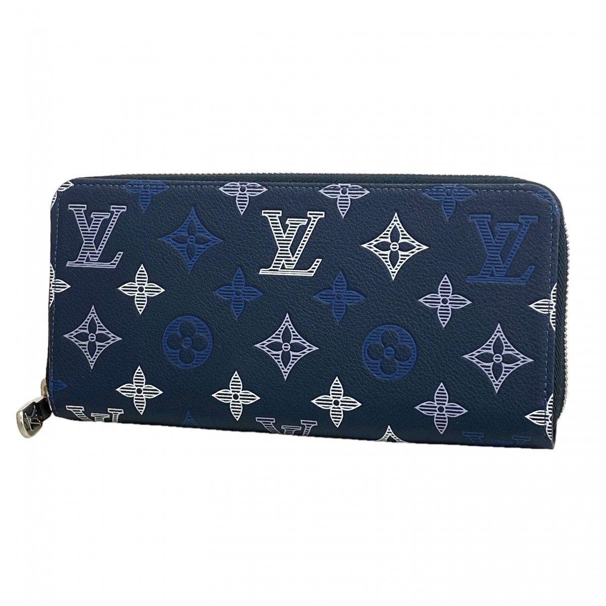 Louis Vuitton Wallet Monogram Shadow Zippy Horizontal Navy Blue