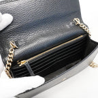 Gucci Shoulder Wallet Interlocking Leather Black Gold — view 4