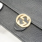 Gucci Shoulder Wallet Interlocking Leather Black Gold — view 9