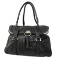 Celine Tote Leather Black Silver