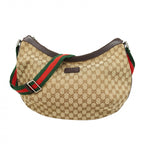 Gucci Shoulder Bag GG Canvas Sherry Line Brown Silver