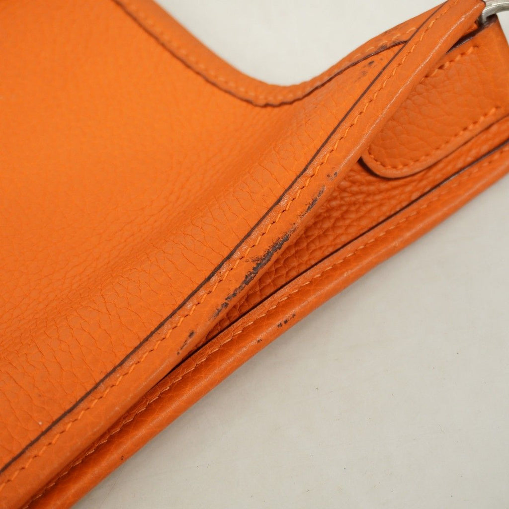 Hermes Shoulder Bag Evelyne Taurillon Clemence Orange Silver — view 7