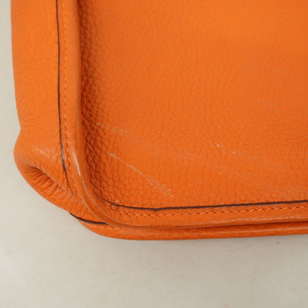 Hermes Shoulder Bag Evelyne Taurillon Clemence Orange Silver — view 9