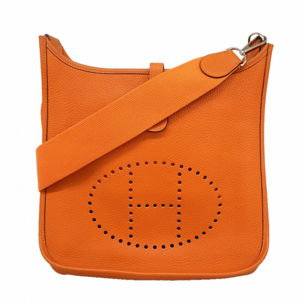Hermes Shoulder Bag Evelyne Taurillon Clemence Orange Silver