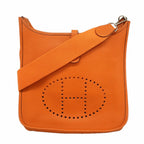 Hermes Shoulder Bag Evelyne Taurillon Clemence Orange Silver