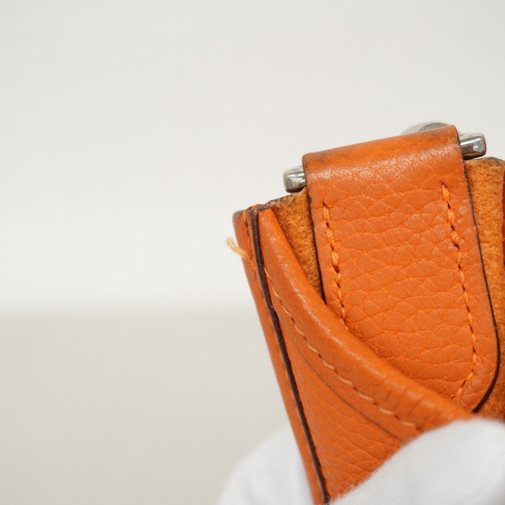 Hermes Shoulder Bag Evelyne Taurillon Clemence Orange Silver — view 8