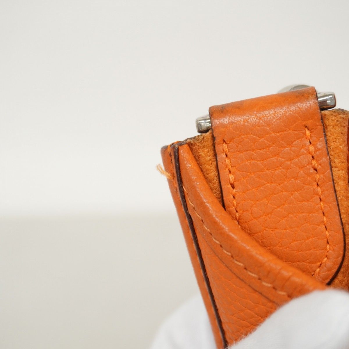 Hermes Shoulder Bag Evelyne Taurillon Clemence Orange Silver — view 8