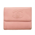 Chanel Trifold Wallet Caviar Leather Pink Gold
