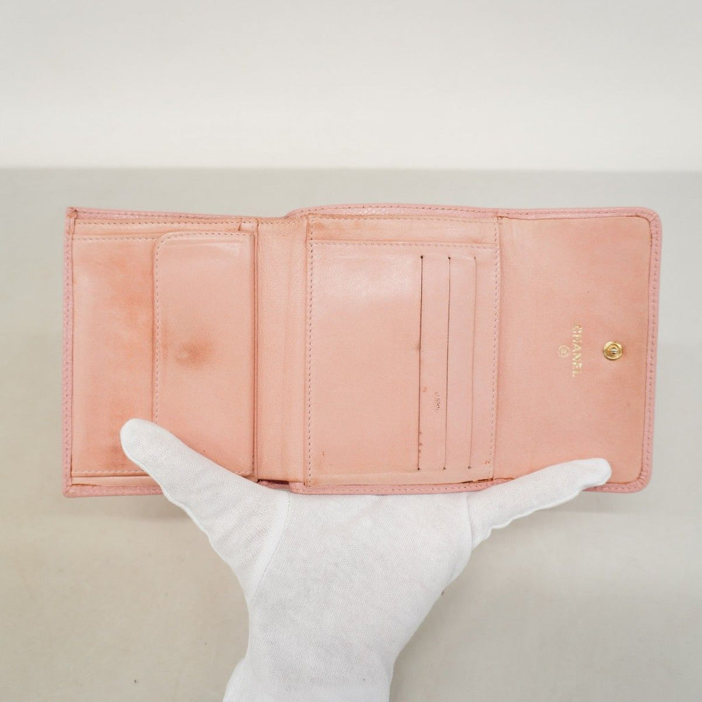 Chanel Trifold Wallet Caviar Leather Pink Gold — view 3